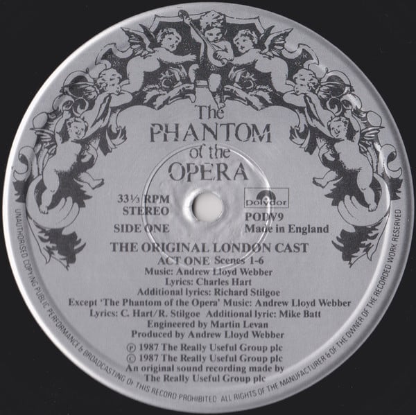 Image of Label Cover of 2xLP - G+/VG - ANDREW LLOYD WEBBER, The Phantom Of The Opera (Polydor; PODV9, UK 1987, Hype Stickered Gatefold Sleeve, 2 Inners & Booklet), Light Water Damage To Sleeve, - 2846072S