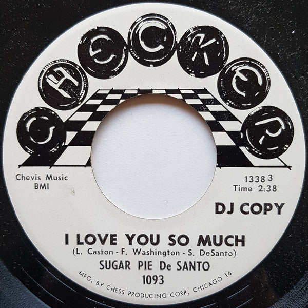 Image of Back Cover of 7" - /G+ - SUGAR PIE DESANTO, I Don't Wanna Fuss / I Love You So Much (Checker; 1093, US 1964, DJ Promo), Writing on label in marker pen, - 1116196C