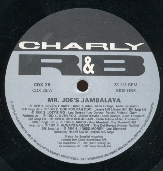 Image of Label Cover of 2xLP - VG+/VG+ - VARIOUS, Mr Joes Jambalaya (Charly; CDX 26, Europe 1988, Gatefold), Nice clean copy!, - 2716311C