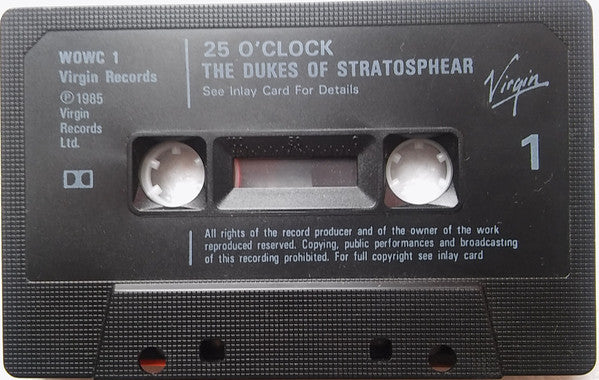 Image of Label Cover of Cassette - VG+/VG+ - THE DUKES OF STRATOSPHEAR (XTC), 25 O'Clock (Virgin; WOWC 1, UK 1985, J-Card, Black Shell, White Text), , - 2916168C