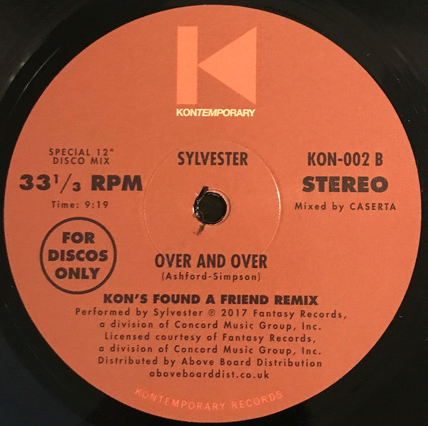 Image of Label Cover of 0446080S: 12" - SYLVESTER, Over And Over (Kon Remixes) (Kontemporary; KON-002, UK 2018, Picture Sleeve) VG+/VG+
