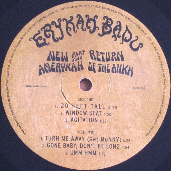 Image of Label Cover of 2xLP - M/M - ERYKAH BADU, New Amerykah Part Two: Return Of The Ankh (Universal Motown; B0014023-01, US 2010, Gatefold, 2 Inners), Still sealed - a bit of the shrinkwrap has come off though., - 3126292E