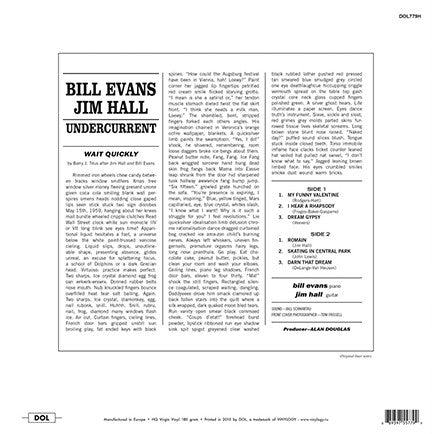 Image of Back Cover of 4825283E: LP - BILL EVANS & JIM HALL, Undercurrent (DOL; DOL779H, UK 2015 Reissue, 180 Gram Vinyl) Ring Wear VG/EX