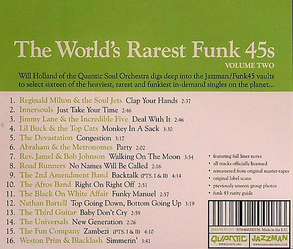 Image of Back Cover of CD - VG+/VG+ - QUANTIC, The World's Rarest Funk 45s (Volume Two) (Jazzman; JMANCD017, UK 2007, Jewel Case), , - 2416593C