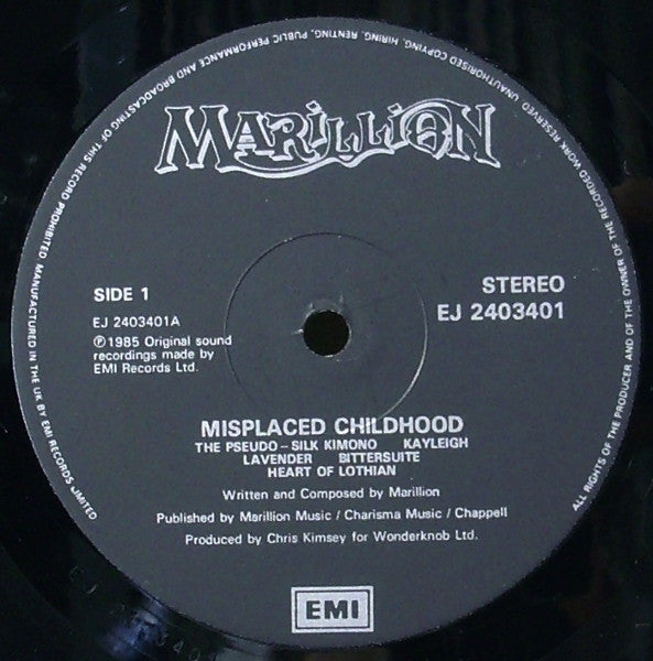 Image of Label Cover of LP - VG/VG - MARILLION, Misplaced Childhood (EMI Black; EJ 2403401, UK 1985, Gatefold), Hairlines, edge wear, - 3646221S