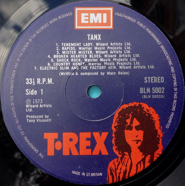 Image of Label Cover of LP - VG/G+ - T. REX, Tanx (EMI; BLN 5002, UK 1973, Inner, No Poster), Strong G+, hairlines only. Edge wear. , - 2626251E