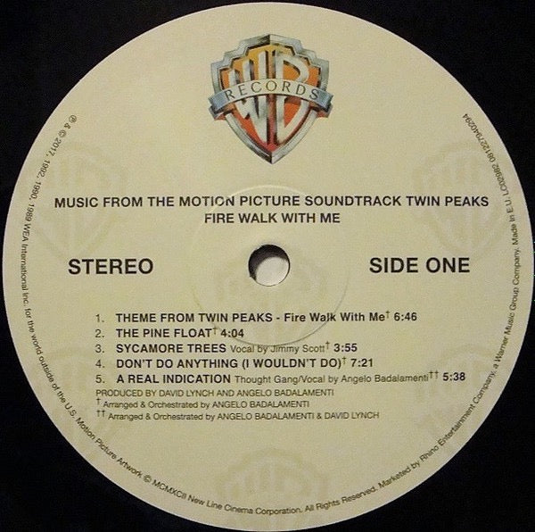 Image of Label Cover of LP - EX/EX - ANGELO BADALAMENTI, Twin Peaks - Fire Walk With Me (Music From The Motion Picture Soundtrack) (Warner Bros; R1-45019, Europe 2017 Reissue, Inner, 180 Gram Vinyl), , - 4346161S
