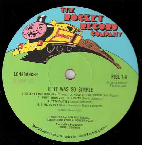 Image of Label Cover of LP - VG/VG - LONGDANCER (DAVE STEWART), If It Was So Simple (Rocket; PIGL 1, UK 1973, Textured Gatefold Sleeve), , - 3726341E