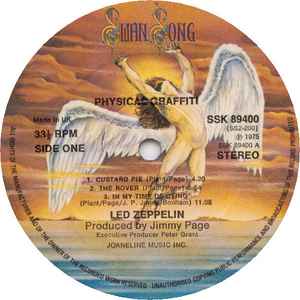 Image of Label Cover of 2xLP - VG/VG - LED ZEPPELIN, Physical Graffiti (Swan Song; SSK 89400, UK 1975, Die Cut Sleeve, Two Inners & Insert, First pressing, Satin Finished Insert Front and Back With One Fold. Kings Road Address. Labels without Warner logo. 1/4/1/1 Matrixes), Strong VG, a few light marks, one light scratch on side4, light edge wear, - 3446183S