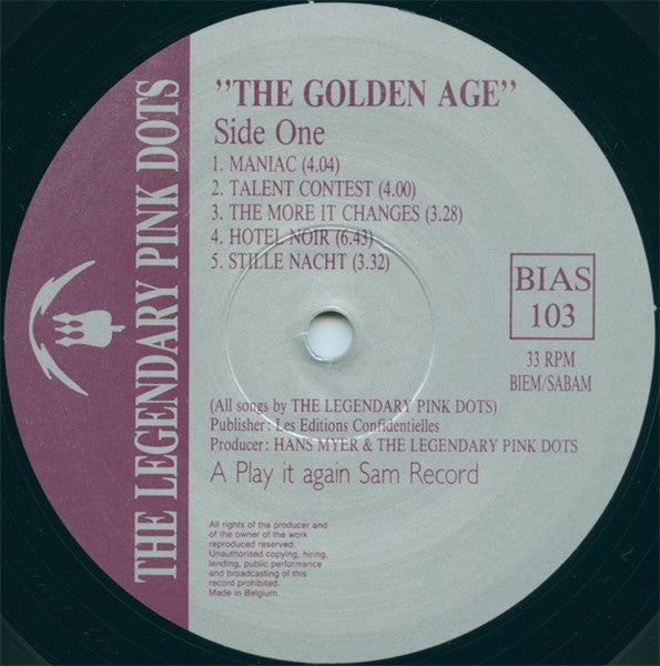 Image of Label Cover of LP - VG/VG - THE LEGENDARY PINK DOTS, The Golden Age (Play It Again Sam; BIAS 103, Belgium 1988, Insert), , - 2126284E