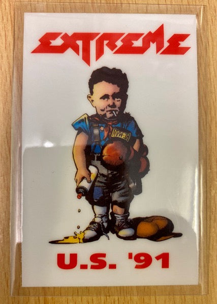 Image of Label Cover of 12" - VG/VG - EXTREME, More Than Words (A&M; AMX 792, UK 1991, Picture Sleeve In Envelope, Tour Laminate, Sticker), Laminate and sleeve are in great condition. Envelope cover has ring and edgewear. Record has light hairlines. Sticker is intact except for a little bit at the top of Francis's hair., - 4326041E