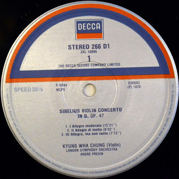 Image of Label Cover of 3xLP - VG/VG+ - KYUNG WHA CHUNG, LUDWIG VAN BEETHOVEN, PYOTR ILYICH TCHAIKOVSKY, MAX BRUCH, ERNEST CHAUSSON, CAMILLE SAINT-SA NS, Kyung Wha Chung: Favourite Concertos (Decca; D266D 3, UK 1982, Box Set, Insert), Edge Wear, - 0726109E