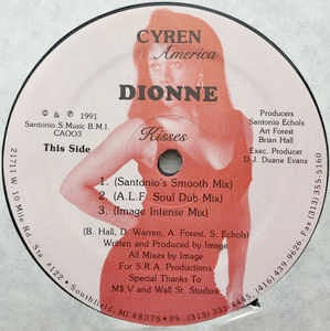 Image of Front Cover of 12" - /G+ - DIONNE, Kisses (Cyren America; CA 003, US 1991, Plain Sleeve), , - 2626038E