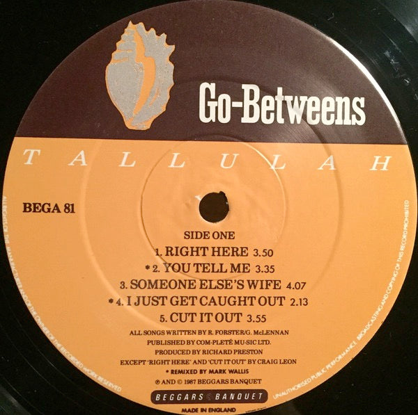 Image of Label Cover of LP - VG/VG - THE GO-BETWEENS, Tallulah (Beggars Banquet; BEGA 81, UK 1987, Inner), , - 3326234E