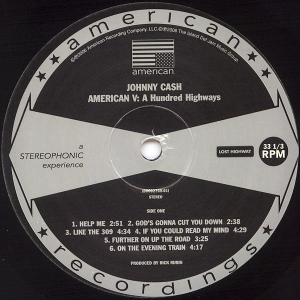 Image of Label Cover of LP - VG/VG - JOHNNY CASH, American V: A Hundred Highways (American Recordings; B0002769-01, US 2006, Inner), Light hairlines, Light sleeve wear. , - 2216090C