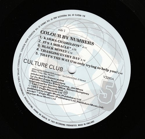 Image of Label Cover of LP - VG/EX - CULTURE CLUB, Colour By Numbers (Virgin; V 2285, UK 1983, Insert), Small sticker mark to sleeve varnish., - 1616198C