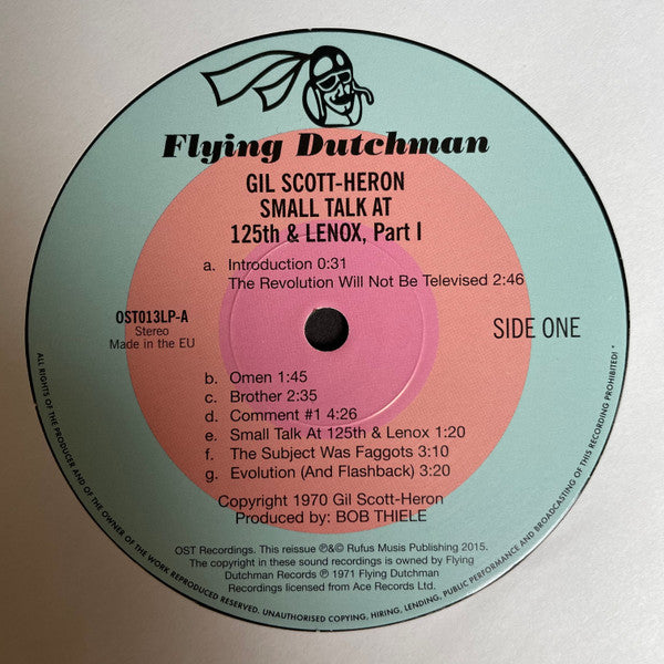 Image of Label Cover of LP - VG+/VG+ - GIL SCOTT-HERON, Small Talk At 125th And Lenox (Flying Dutchman; OST013LP, UK 2015 Reissue, Gatefold, 180 Gram Vinyl), , - 4146187S