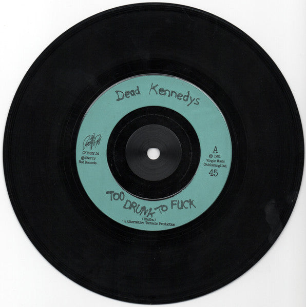 Image of Label Cover of 7" - VG/VG - DEAD KENNEDYS, Too Drunk to Fuck / The Prey (Cherry Red; CHERRY24, UK 1981, Picture Sleeve, Insert, Cyan Injection Labels), , - 3316520C
