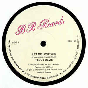 Image of Front Cover of 12" - /VG - TEDDY DAVIS, Tity Connection / Let Me Love You (BB Records; BBD 166, UK 1980s), Light marks only. Warp nap. Clean labels., - 0616381C