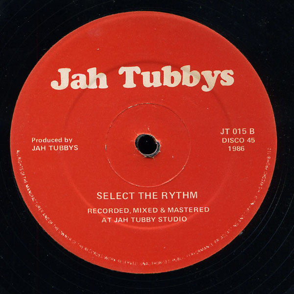 Image of Back Cover of 12" - /G+ - LITTLE CLARKIE & THE OFFBEAT POSSE, Selector Him Good (Jah Tubbys; JT 015, UK 1986, Plain Sleeve), faint storage wear both sides - plus few marks and scuffs - v. minor. hand-stamp on labels - smudged, - 4046248S
