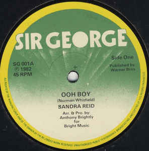 Image of Front Cover of 12" - G+/VG - SANDRA REID / ANTHONY BRIGHTLY, Ooh Boy / I Love You (Sir George; SG 001, UK 1982, Company Sleeve), Ligt marks only. SWOL. Tear on back sleeve, still looks nice., - 3126206E