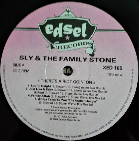 Image of Label Cover of LP - VG/VG - SLY AND THE FAMILY STONE, There's a Riot Going On (Edsel; XED 165, UK 1980s Reissue, Gatefold), , - 4226028E