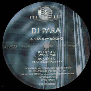 Image of Front Cover of 12" - /VG - DJ PARA, Shadow Boxing (MSB Productions; MSB 001, UK 2000, Plain Sleeve), pen on label. light marks only, - 3146150S