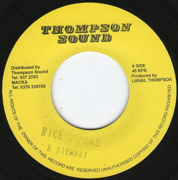 Image of Front Cover of 7" - /VG - ROMAN STEWART, Rice And Peas (Thompson Sound; TSD 005, Jamaica 1990s Reissue, Stamped Titles), Strong VG. Plays well., - 3626349E
