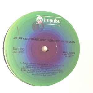 Image of Label Cover of LP - VG/G+ - JOHN COLTRANE AND JOHNNY HARTMAN, John Coltrane And Johnny Hartman (Impulse (Green abc); IMPL 5028, Italy 1970s Reissue, Gatefold), Light marks only. Sleeve has some shelf/corner wear., - 4016337C