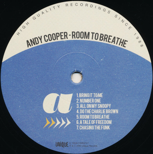 Image of Label Cover of LP - VG/VG - ANDY COOPER, Room To Breathe (The Free LP) (Unique; UNIQ212-1, Germany 2016), Shrink-wrap; wear and bumps at sleeve corners, - 2416472C