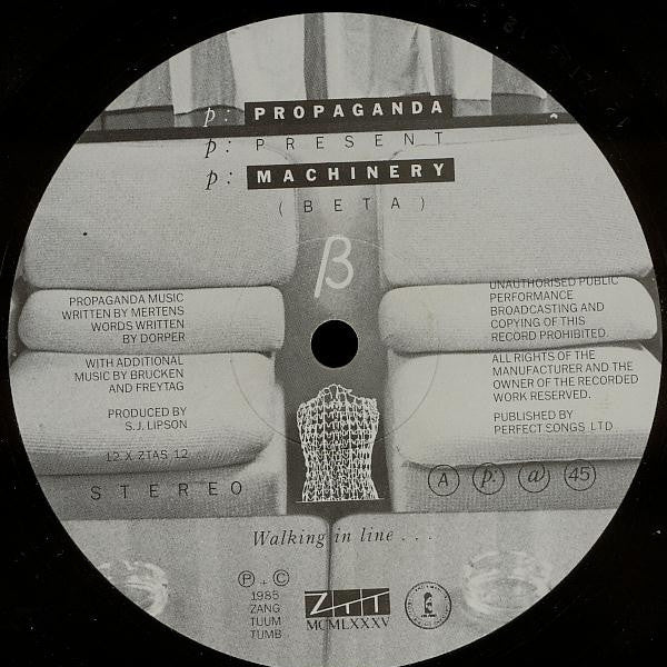Image of Label Cover of 2x12" - VG/G+ - PROPAGANDA, p: Machinery (ZTT; 12 X ZTAS 12, UK 1985, Picture Sleeve), , - 4016067C