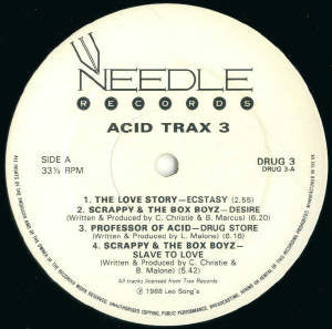 Image of Label Cover of 2xLP - VG/VG+ - VARIOUS, Acid Trax Volume 3 (Needle Records; DRUG 3, UK 1988), Stickered Sleeve, - 2946178S