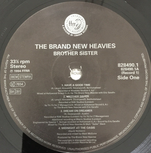 Image of Label Cover of 2xLP - VG/G+ - THE BRAND NEW HEAVIES, Brother Sister (FFRR; 828 490 1, UK 1994, Inners), Records warped but play through. Lighter marks mainly. Sleeve has wear and bumps and corners, creases, tiny rip at opening, - 2416465C