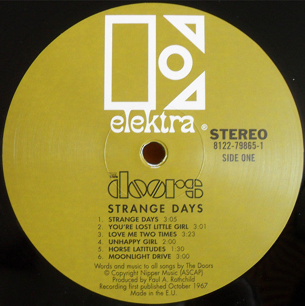 Image of Label Cover of LP - VG+/VG+ - THE DOORS, Strange Days (Rhino; 8122798651, Europe 2009 Reissue, Insert, 180 Gram Vinyl), , - 3226304E
