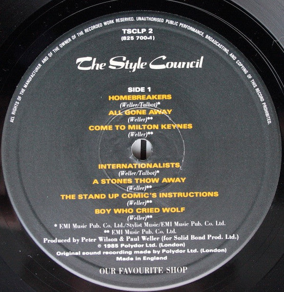 Image of Label Cover of LP - VG/VG - THE STYLE COUNCIL, Our Favourite Shop (Polydor; TSCLP 2, UK 1985, Inside Loading Gatefold Sleeve, Inner, No Photo Print), Light marks, edge wear, - 4246419S