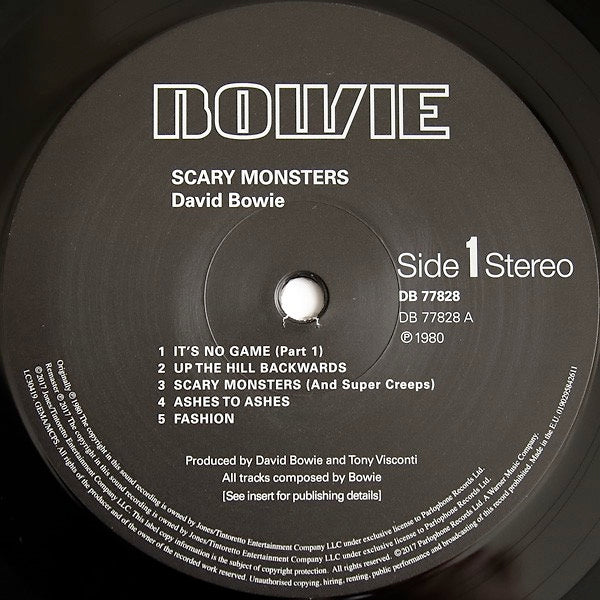 Image of Label Cover of 4215247C: LP - DAVID BOWIE, Scary Monsters (Parlophone; DB 77828, UK, Europe & US 2018 Reissue, Inner & Insert) Still In Opened Shrinkwrap EX/VG+