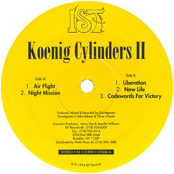 Image of Front Cover of 12" - VG/VG+ - KOENIG CYLINDERS, Koenig Cylinders II (IST Records; IST006, US 1994, Die Cut Company Sleeve), , - 1526322E