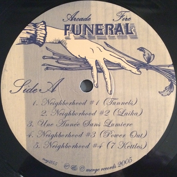 Image of Label Cover of LP - VG+/VG+ - ARCADE FIRE, Funeral (Merge; MRG255, US 2009 Reissue, Embossed Textured Gatefold, NO Insert, 180 Gram Vinyl), , - 3746059S