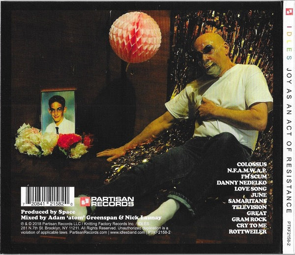 Image of Back Cover of 3815021C: CD - IDLES, Joy As An Act Of Resistance (Partisan Records; PTKF2158-2, US 2018, Digipak) VG+/VG+