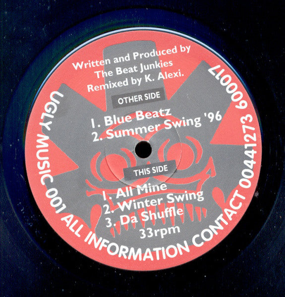 Image of Front Cover of 12" - /G+ - THE BEAT JUNKIES, The Beat Junkies EP (Ugly Music; UGM 001, UK 1995, Plain Sleeve), Strong G+, - 3926298E