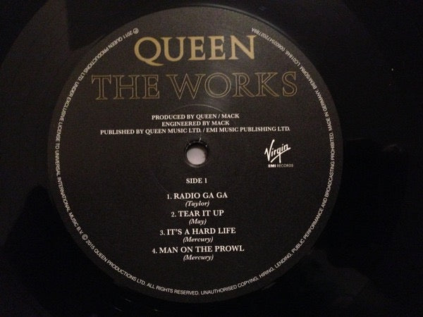 Image of Label Cover of LP - VG+/VG+ - QUEEN, The Works (Virgin EMI Records; 00602547202789, UK & Europe 2015 Reissue, Inner, SPEED. 180g), , - 2916449C