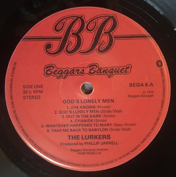 Image of Label Cover of 4515052C: LP - THE LURKERS, God's Lonely Men (Beggars Banquet; BEGA 8, UK 1979, Inner) A few light marks, Light corner crease to sleeve VG/VG