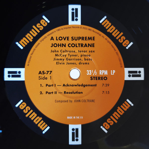 Image of Label Cover of LP - NEW/NEW - JOHN COLTRANE, A Love Supreme (Impulse!; 501551, US 2015 Reissue, Gatefold), , - 6016025C
