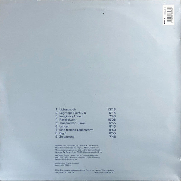 Image of Back Cover of 2xLP - G+/G+ - AGE, The Orion Years (Mille Plateaux; MP 4, Germany 1994, Picture Sleeve), A fair few surface marks, but plays well with light surface noise here and there. Sleeve is taped, - 1626058E