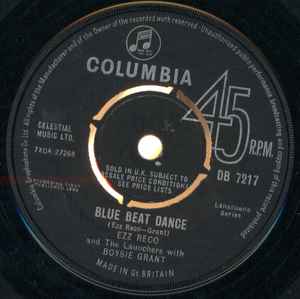 Image of Back Cover of 7" - VG+/VG+ - EZZ RECO AND THE LAUNCHERS WITH BOYSIE GRANT, King Of Kings / Blue Beat Dance (Columbia; DB 7217, UK 1964, Company Sleeve, 4 prong centre), Centre intact. Light marks., - 1456118S