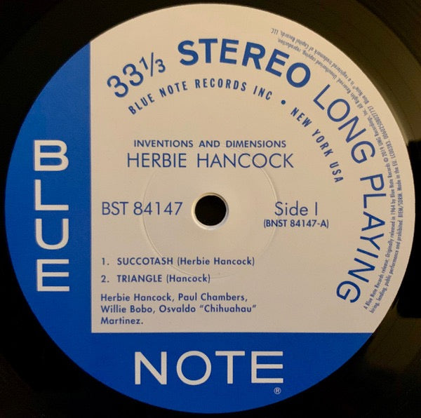 Image of Label Cover of LP - NEW/NEW - HERBIE HANCOCK, Inventions & Dimensions (Blue Note; 0802772, USA & Europe 2019 Reissue), , - 2256181S