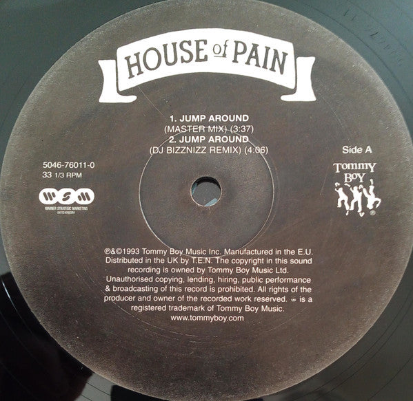 Image of Label Cover of 12" - VG+/VG - HOUSE OF PAIN, Jump Around (Tommy Boy; 5046-76011-0, UK 2004 Reissue, Picture Sleeve), , - 4126344E