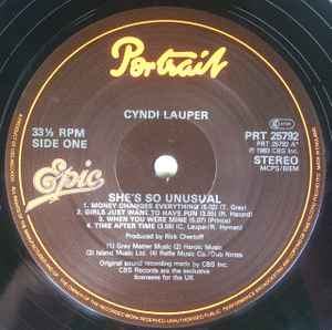 Image of Label Cover of LP - VG/VG+ - CYNDI LAUPER, She's So Unusual (Portrait; PRT 25792, UK 1983), Edge Wear, - 3446337S