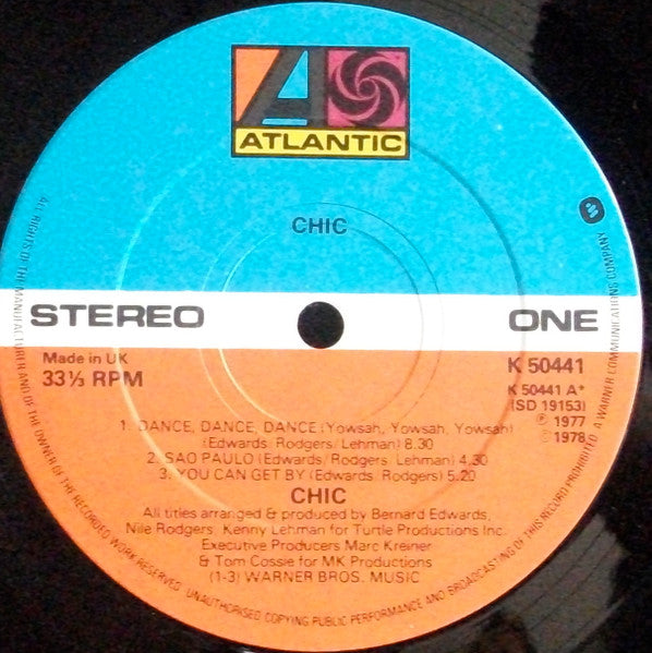 Image of Label Cover of LP - VG/VG - CHIC, Chic (Atlantic Orange & Blue; K50441, UK 1978), Edge wear to sleeve., - 4316440C