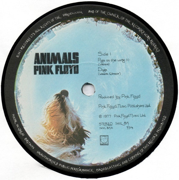 Image of Label Cover of LP - VG/VG - PINK FLOYD, Animals (Harvest; SHVL 815, UK 1977, Matt Gatefold, Inner With Rounded Corners, First Press), Light surface marks. Wear to inner. Edge wear, light ring wear, discolouration., - 2346316S